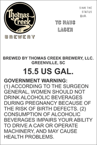 Thomas Creek Brewery Tc Haus Lager November 2017