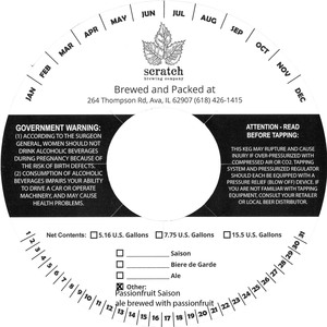 Scratch Brewing Company Passionfruit Saison November 2017