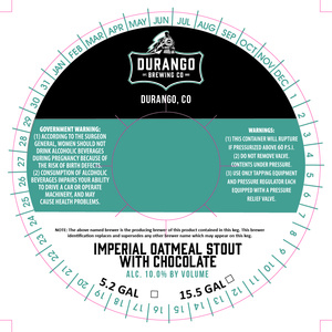 Durango Brewing Co Imperial Oatmeal Stout With Chocolate November 2017