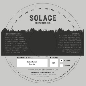 Solace Brewing Company Sucker Punch Sour Ale November 2017
