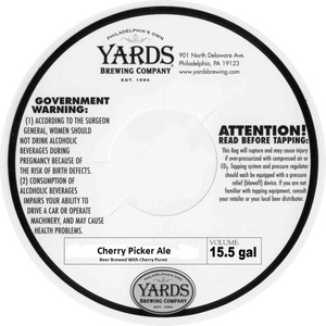 Yards Brewing Company Cherry Picker Ale November 2017