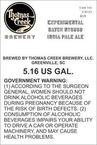 Thomas Creek Brewery Experimental Batch No.6969 India Paleale