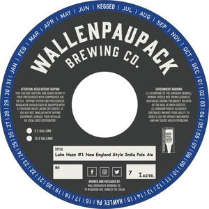 Wallenpaupack Brewing Company Lake Haze #1 New England Style IPA November 2017