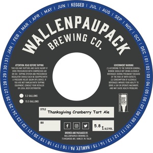 Wallenpaupack Brewing Company Thanksgiving Cranberry Tart Ale
