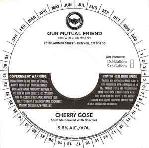 Cherry Gose Sour Ale Brewed With Cherries November 2017