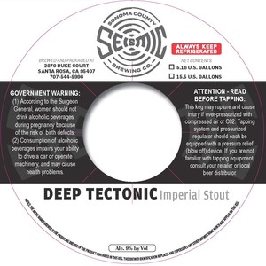 Seismic Brewing Company Deep Tectonic November 2017