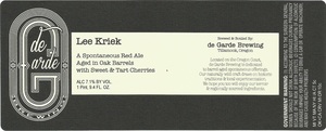 De Garde Brewing Lee Kriek