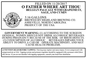 Highland Brewing Co O Father Where Art Thou December 2017