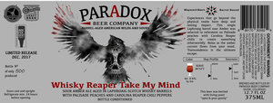 Paradox Beer Company Whisky Reaper Take My Mind December 2017