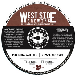 West Side Brewing Red India Pale Ale December 2017