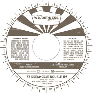 Arizona Wilderness Brewing Co. Az Dreamsicle Double IPA December 2017