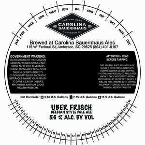 Uber Frisch Belgian Style Pale Ale December 2017