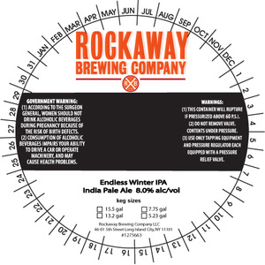 Rockaway Brewing Company Endless Winter IPA December 2017