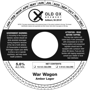 Old Ox Brewery War Wagon Amber Lager