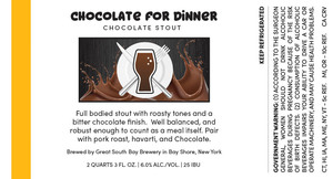 Great South Bay Brewery Chocolate For Dinner Chocolate Stout January 2020
