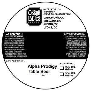 Oskar Blues Brewery Alpha Prodigy Table Beer