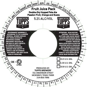 Tupps Brewery Fruit Juice Pack January 2020