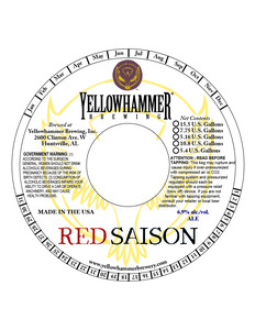 Yellowhammer Brewing, Inc. Red Saison January 2020