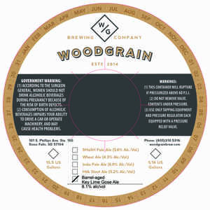 Woodgrain Brewing Company Barrel-aged Key Lime Gose Ale January 2020