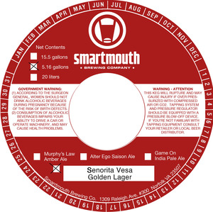 Smartmouth Brewing Co. Senorita Vesa Golden Lager February 2020