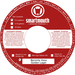 Smartmouth Brewing Co Senorita Vesa Golden Lager