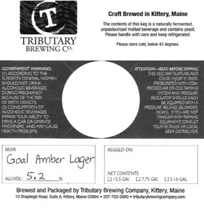 Tributary Brewing Co. Goal Amber Lager February 2020