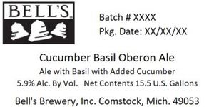 Bell's Cucumber Basil Oberon Ale February 2020