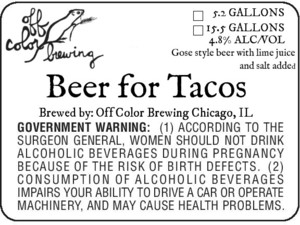 Off Color Brewing Beer For Tacos