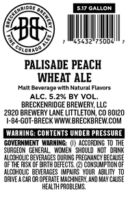 Breckenridge Brewery, LLC Palisade Peach Wheat Ale