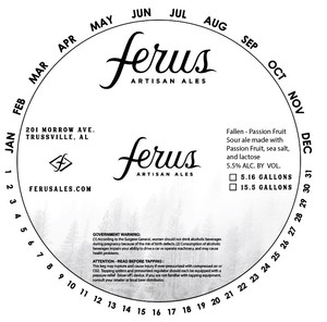 Ferus Artisan Ales Fallen- Passion Fruit February 2020