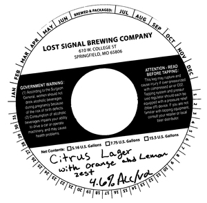 Lost Signal Brewing Company Citrus Lager February 2020