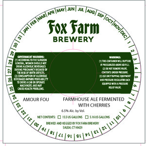 Amour Fou Farmhouse Ale Fermented With Cherries February 2020