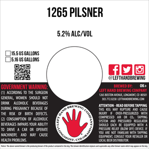 Left Hand Brewing Company 1265 Pilsner