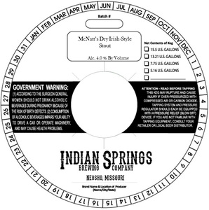 Indian Springs Brewing Company Mcnatt's Dry Irish-style Stout