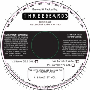 Three Beards Brewing LLC Our Pets Heads Are Falling Off Dry Hopped Lager February 2020