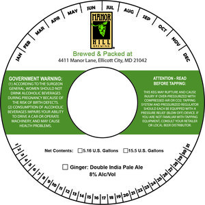 Manor Hill Brewing Ginger: Double India Pale Ale