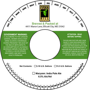 Manor Hill Brewing Maryann: India Pale Ale February 2020