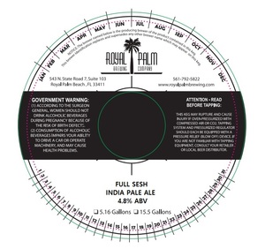 Royal Palm Brewing Company Full Sesh India Pale Ale February 2020