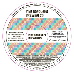 Five Boroughs Brewing Co. Sunset Shandy Watermelon February 2020