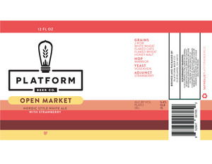 Platform Beer Co. Open Market Nordic Style White Ale With Strawberry
