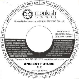 Monkish Brewing Co. LLC Ancient Future February 2020