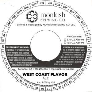 Monkish Brewing Co. LLC West Coast Flavor February 2020