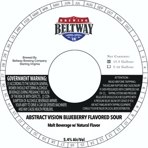 Beltway Brewing Company Abstract Vision Blueberry Flavored Sour March 2020