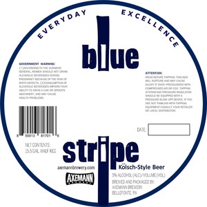 Blue Stripe Kolsch-style Beer March 2020