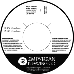 Carpe Brewem Citrus Brut IPA March 2020