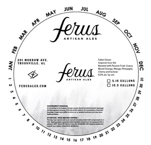 Ferus Artisan Ales Fallen Down - Sour Ale Brewed With Passionfruit, Guava, Blood Orange, Mango, Pineapple, Cherry, And Lactose. March 2020