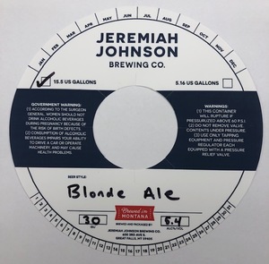 Jeremiah Johnson Brewing Co. Blonde Ale March 2020