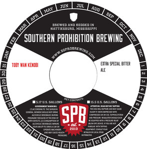 Southern Prohibition Brewing Toby Wan Kenobi