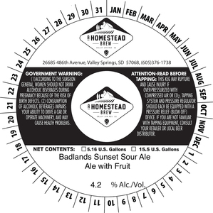 A Homestead Brew Badlands Sunset Sour Ale March 2020