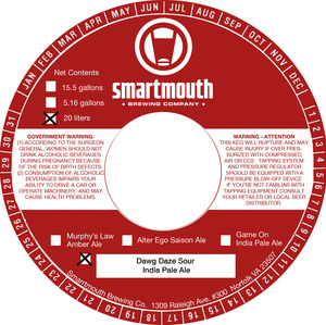 Smartmouth Brewing Co Dawg Daze Sour India Pale Ale